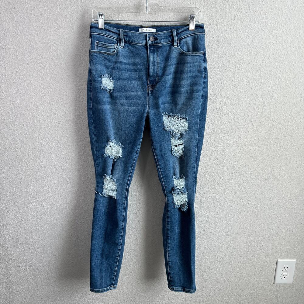 Pacsun Jegging Jeans Women's 30 High Rise Skinny Leg Distressed Stretch Denim